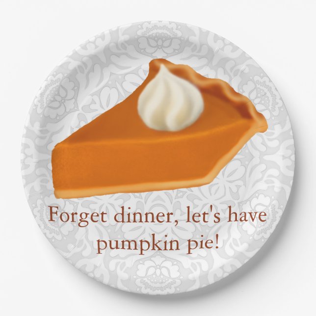 Thanksgiving Pumpkin Pie Paper Plates (Front)