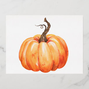 Thanksgiving Pumpkin Series Design 13  Foil Holiday Postcard
