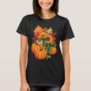 Thanksgiving Pumpkin Sunflower Fall Autumn Holiday T-Shirt