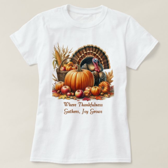 Thanksgiving Pumpkin Turkey  T-Shirt (Design Front)