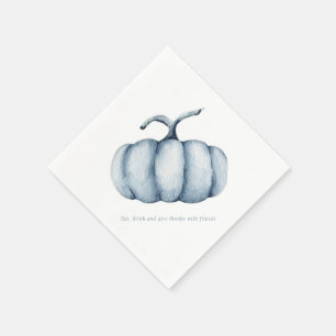 Thanksgiving pumpkin watercolor blue napkin