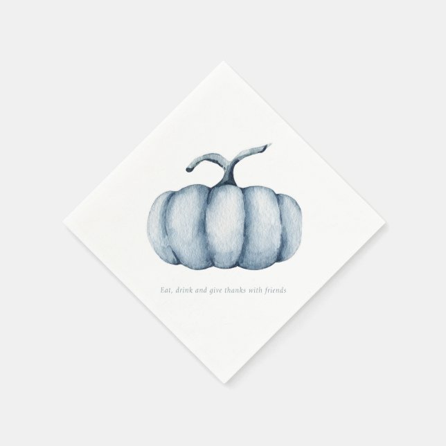 Thanksgiving pumpkin watercolor blue napkin (Corner)