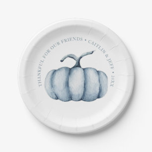 Thanksgiving pumpkin watercolor personalised paper plate