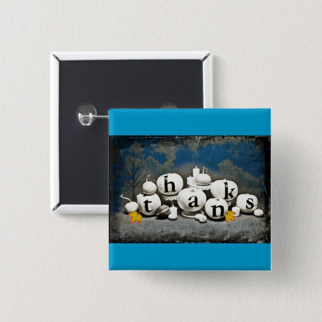 THANKSGiving Pumpkins 15 Cm Square Badge (Front & Back)