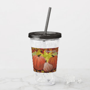 Thanksgiving Pumpkins #2 Fall Autumn Leaves Acrylic Tumbler