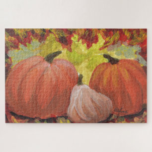 Thanksgiving Pumpkins #2 Fall Autumn Leaves Jigsaw Puzzle