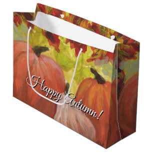 Thanksgiving Pumpkins #2 Fall Autumn Leaves Large Gift Bag