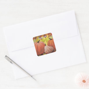 Thanksgiving Pumpkins #2 Fall Autumn Leaves Square Sticker