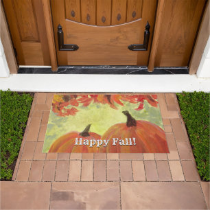 Thanksgiving Pumpkins #3 Fall Autumn Leaves Doormat