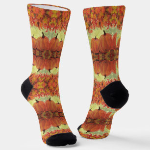 Thanksgiving Pumpkins #3 Fall Autumn Leaves Socks