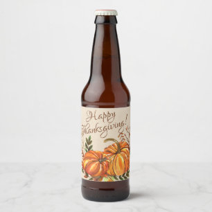 Thanksgiving Pumpkins Beer Bottle Label