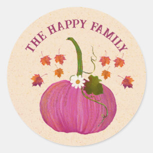 Thanksgiving pumpkins fall foliage personalise classic round sticker