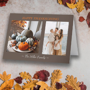 Thanksgiving Pumpkins Family Give Thanks Editable Thank You Card