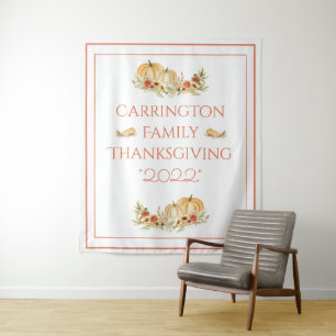 Thanksgiving Pumpkins Floral Watercolor  Tapestry