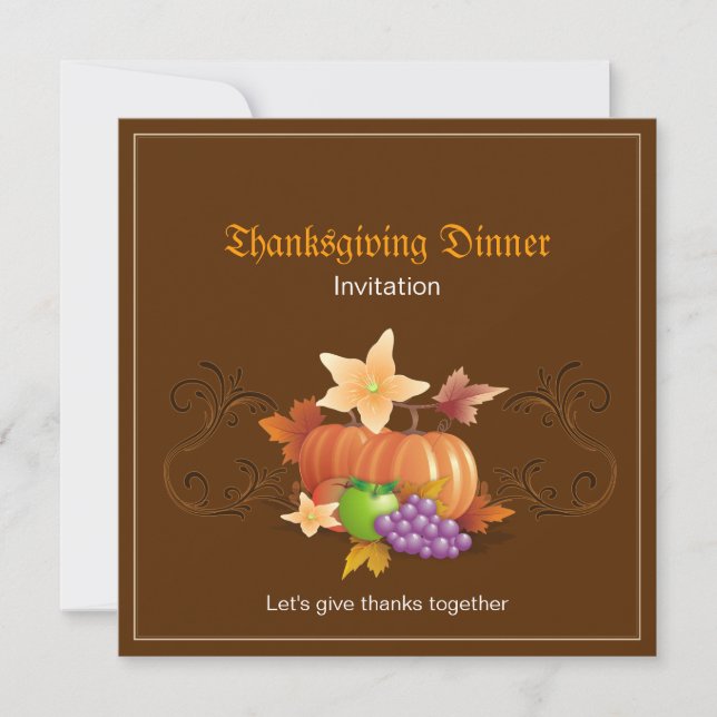 Thanksgiving Pumpkins Fruits Leaves Classic Invitation (Front)