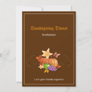 Thanksgiving Pumpkins Fruits Leaves Classic Invitation