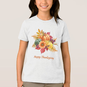 Thanksgiving Pumpkins Girls T-Shirt Tri-Blend Shirt