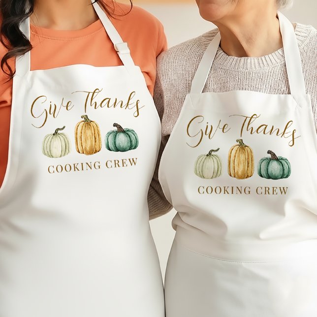 Thanksgiving Pumpkins Give Thanks Cooking Crew Apron (Creator Uploaded)