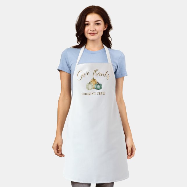 Thanksgiving Pumpkins Give Thanks Cooking Crew Apron (Worn)