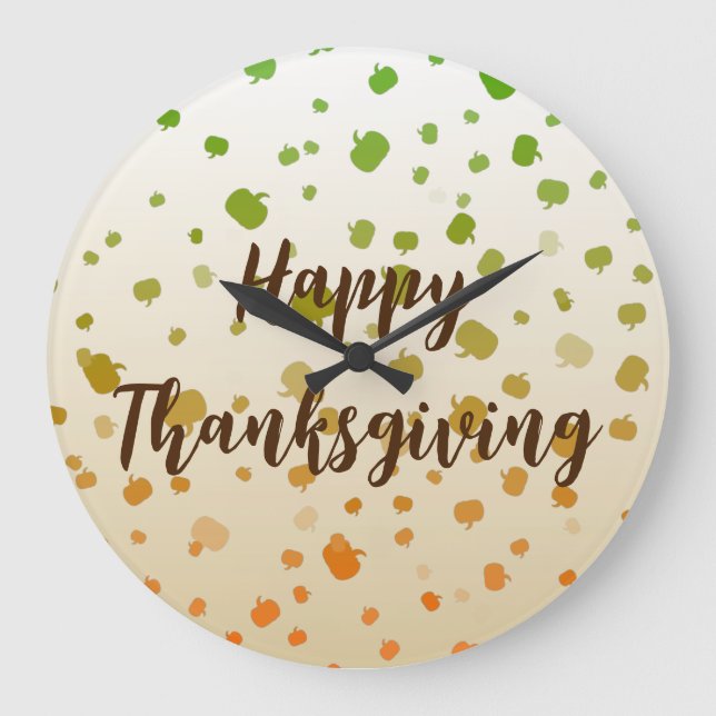 Thanksgiving Pumpkins Large Clock (Front)