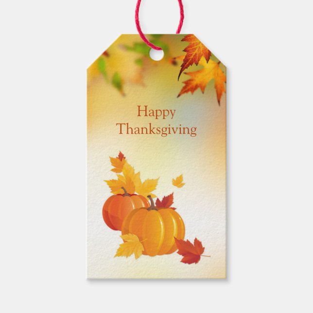Thanksgiving, Pumpkins, maple leaves Gift Tags (Front)