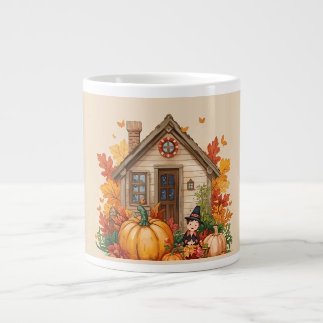 Thanksgiving, Pumpkins Patch Farmhouse Joy Large Coffee Mug (Front)
