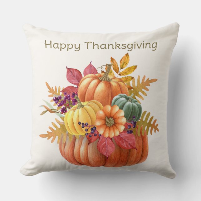 Thanksgiving Pumpkins Throw Pillow (Front)