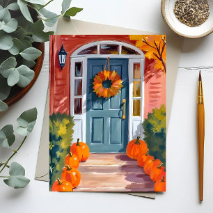 Thanksgiving Pumpkins   Watercolor Autumn Fall Postcard