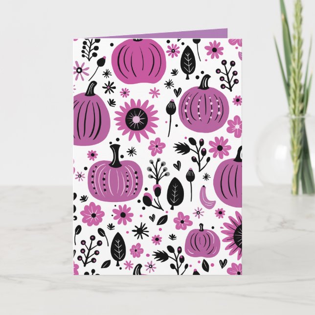 Thanksgiving Purple pumpkin and fall flower  Invitation (Front)