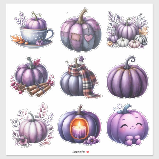 Thanksgiving Purple Pumpkin Sticker Sheet (Sheet)