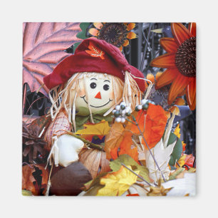 Thanksgiving Rag Doll Amongst Autumn Harvest Scene Magnet