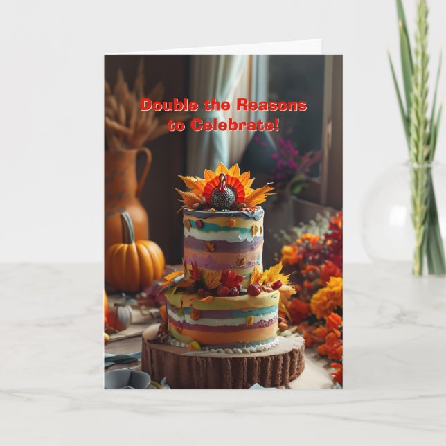 Thanksgiving Rainbow Delight Birthday Card (Front)