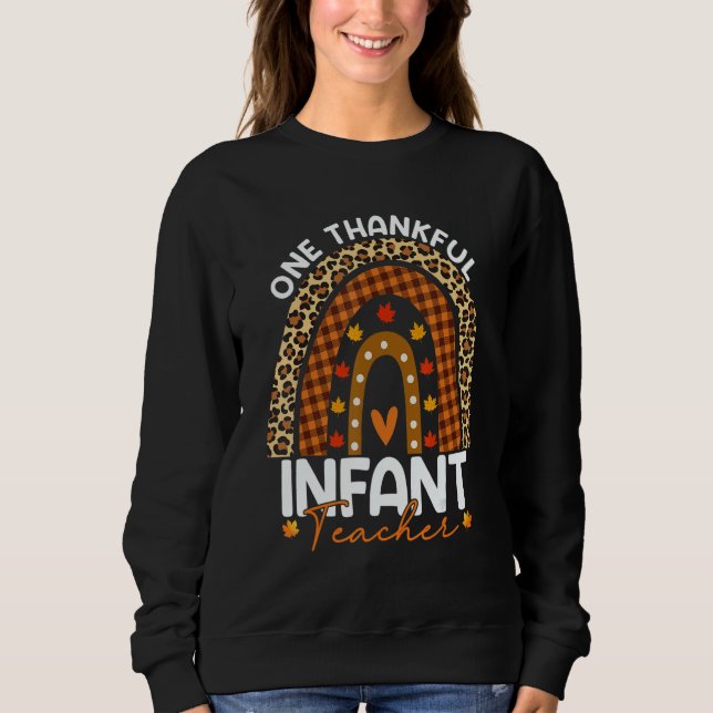 Thanksgiving Rainbow Leopard One Thankful Infant T Sweatshirt (Front)