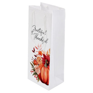 Thanksgiving red pumpkin gift bag rustic