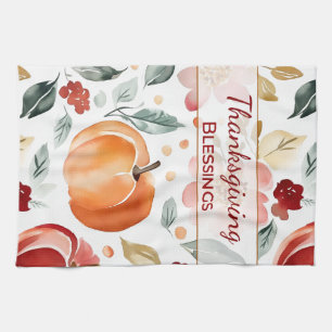 Thanksgiving Religious Blessed Autumn Pumpkin Tea Towel