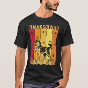Thanksgiving Retro Alaskan Malamute Dog Matching F T-Shirt