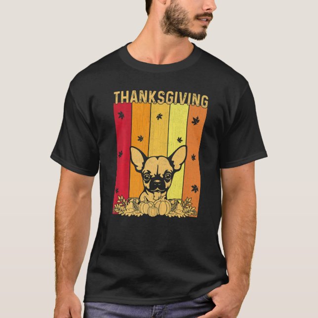 Thanksgiving Retro Chihuahua Dog Matching Family P T-Shirt (Front)