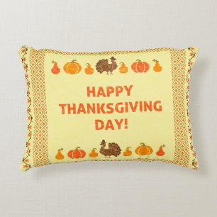Thanksgiving: retro embroidered card design. decorative cushion