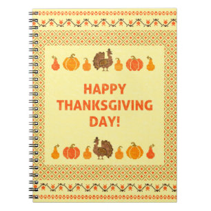 Thanksgiving: retro embroidered card design. notebook