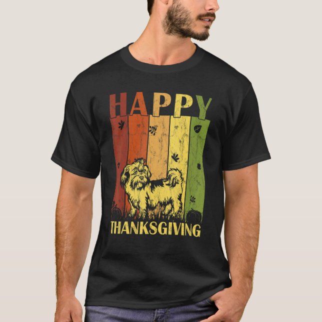 Thanksgiving Retro Shih Tzu Dog  Thanksgiving Part T-Shirt (Front)