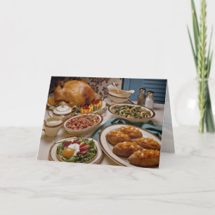 Thanksgiving roast turkey dinner holiday card