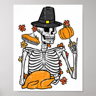 Thanksgiving Rocker Skeleton Rock Hand Fall Men Bo Poster