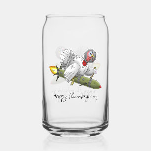 Thanksgiving Rocket Turkey Can Glass