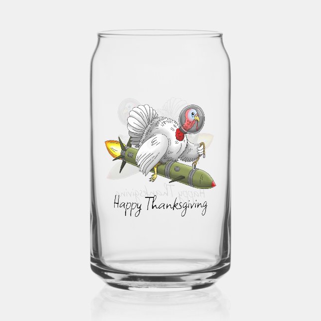 Thanksgiving Rocket Turkey Can Glass (Front)
