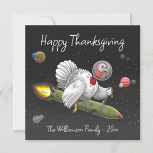 Thanksgiving Rocket Turkey Holiday Card