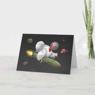Thanksgiving Rocket Turkey Thank You Card