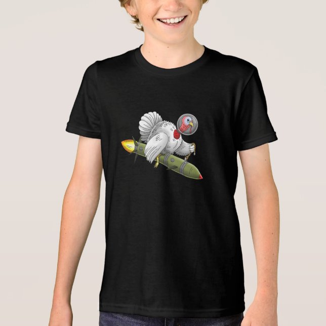 Thanksgiving Rocket Turkey Tri-Blend Shirt (Front)