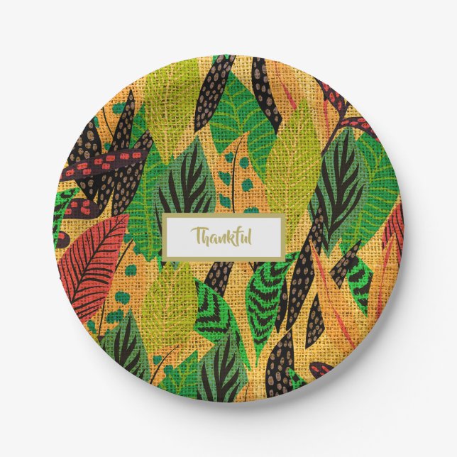 Thanksgiving Rustic  Autumn Fall  Leaf Paper Plate (Front)