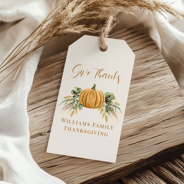 Thanksgiving Rustic Fall Pumpkin  Gift Tags (Creator Uploaded)