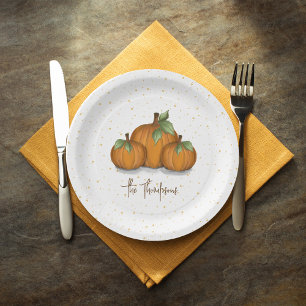Thanksgiving Rustic Pumpkin Personalised Paper Plate